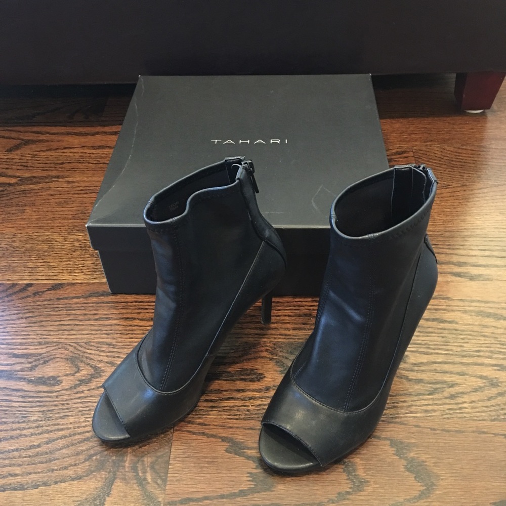 Tahari Peep Toe Leather Ankle Boot